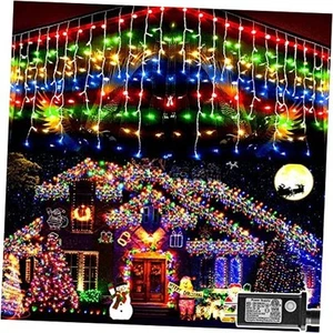 99ft 1216 LED Christmas Lights Outdoor 8 Modes Curtain Fairy String Light - Picture 1 of 7