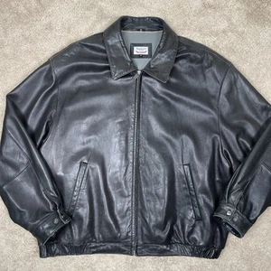 Rochester Lederjacke Herren 3XL schwarz Lammleder weich durchgehender Reißverschluss Vintage 90er - Bild 1 von 9