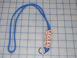 *paracord parachute lanyard keychain hiking survival 550 blue multi color camo - Picture 1 of 1
