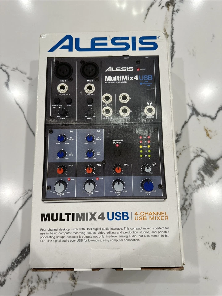ONLY ONE LISTED IN BOX -  Alesis MultiMix 4 USB 4-Channel Audio Mixer - Image 1 of 4