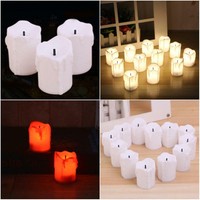 12 PCS Led Candle Tea Lights Warm White Flameless Smokeless Long Lasting Safe