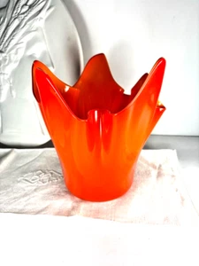 Vase mouchoir Murano orange XL 1970 Italie - Picture 1 of 12