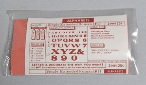 WALTHERS HO TRAIN DECALS ALPHABETS SINGLE EXTENDED ROMAN #1  1-G/8            #1 - Picture 1 of 2