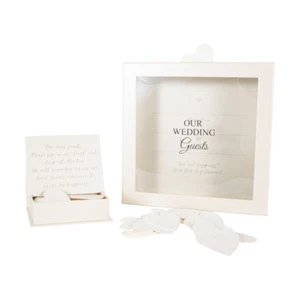 Modern Cream Beige Wedding Day Guest Message Box with Hearts and Keepsake Hol... - Picture 1 of 8