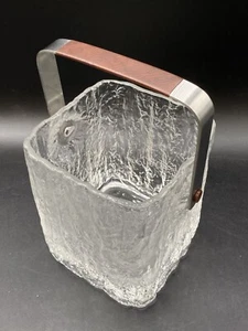 "Cubo de hielo Hoya Mid Century moderno de vidrio glaciar de 5"" mango de acero inoxidable" - Imagen 1 de 12