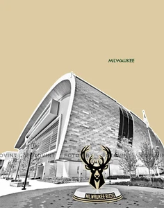 MILWAUKEE BUCKS Photo Picture FISERV FORUM Skyline Poster Print 8x10 11x14 16x20 - Picture 1 of 9