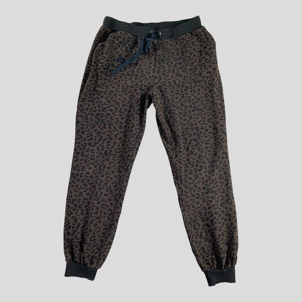 Vince Camuto Joggers Womens M 30x28 Cheetah Print Brown Black Stretch Drawstring - Image 1 of 4