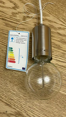 Laura Ashley - Ockley Glass Plain Pendant Light & Bulb Model 3651019 - NEW - Image 1 of 4