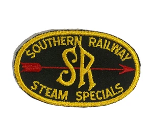 Vintage Train Embroidered Patch Southern Railway Steam Specials Red Arrow - Picture 1 of 2