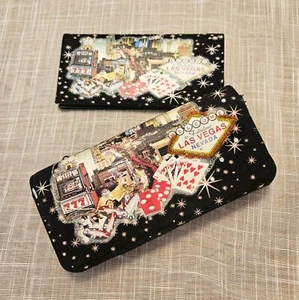 Vintage Beaded Fabulous Las Vegas Nevada Wallet and Matching Checkbook Cover - Picture 1 of 3