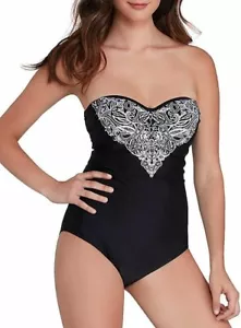 NEU PANACHE Damen BADEANZUG SANTORINI schwarz einfarbig Einteiler Bügel Schwimmen - Bild 1 von 5