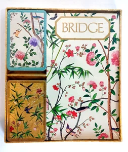 Caspari Bridge Set Spielkarten Punkteblöcke Chinoiserie Vogel Blumen versiegelt neu - Bild 1 von 4