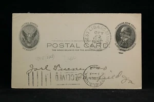 RPO: West Lib & Co. Bluffs 1906 Postal Card, Iowa Railroad - Picture 1 of 2