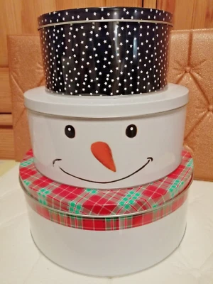 3  Weihnachtsdosen - Schneemann - Plätzchendosen - Keksdosen - 3tlg. NEU - Bild 1 von 2