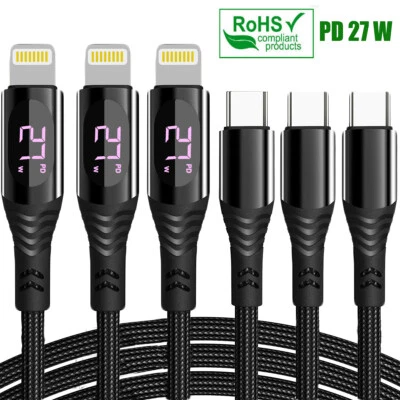 PD 27W USB C To iPhone Fast Charging Cable Charger For iPhone 14 13 12 11 X SE - Image 1 of 4