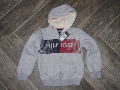 Sudadera forrada de vellón frontal con cremallera para niño TOMMY HILFIGER talla 4 gris jaspeado $55 nueva con etiquetas Foto 1 de 2