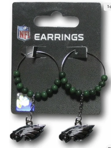 Aminco NFL Philadelphia Eagles Dangle Hoop Earrings Cover