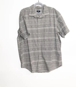 Camisa George Para Hombres Abotonada Manga Corta Talla 2XL Gris Estampado Azteca Ligera - Imagen 1 de 9