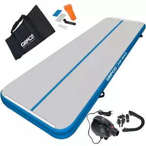 4M Turnmatte Air Track Matte Tumbling Aufblasbar Gymnastikmatte Weiß/Blau - Bild 1 von 6