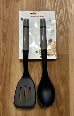 KitchenAid Grey Slotted Turner / Basting Gray Spoon 2 Piece Tool Set - Image 1 of 4