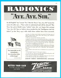 1943 ZENITH Radio PRINT AD Army Navy radionics - Picture 1 of 4