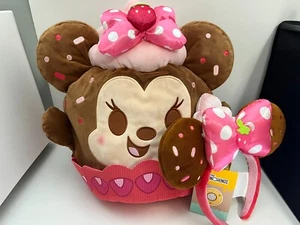 Disney Munchlings Minnie Mouse Strawberry Cupcake Plush Backpack and Headband - Picture 1 of 5