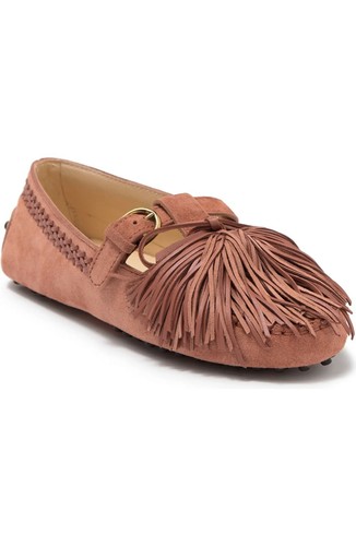 TOD’S Mocassino da guida con frange in pelle scamosciata Tod's Gommino donna UE taglia 35 Made In Italy