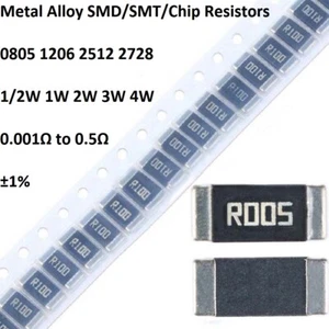 0805 1206 2512 2728 Resistenze SMD/SMT in lega metallica ±1% 1W 2W 3W (da 0,001Ω a 0,5Ω) - Foto 1 di 4