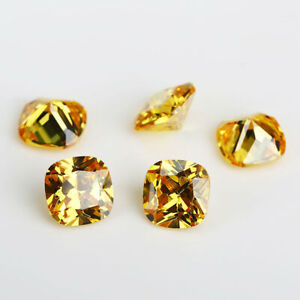 3x3~12x12mm Cushion Golden Yellow AAAAA Loose CZ Stone Cubic Zirconia Gemstone