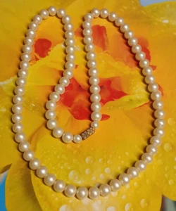 Vintage Single Strand White Faux Pearl Necklace - 24" Long - Picture 1 of 6