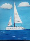 Sailboat+racing+along+Cape+Cod+Acrylic+14x11+Painting%2C+beautiful+blue+ocean+wave
