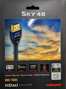 AUDIOQUEST Sky 48 2.5'-8K-10K HDMI Cable Blue/Black (BRAND NEW) - Picture 1 of 2