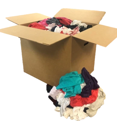 ANCHOR WIPING CLOTH Box of Colored T-Shirt Rags - Low Lint, Very Absorbent! (50 LB)