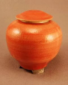 Urna de cremación funeraria pequeña/única compañera de cerámica RAKU #I003 - Imagen 1 de 3