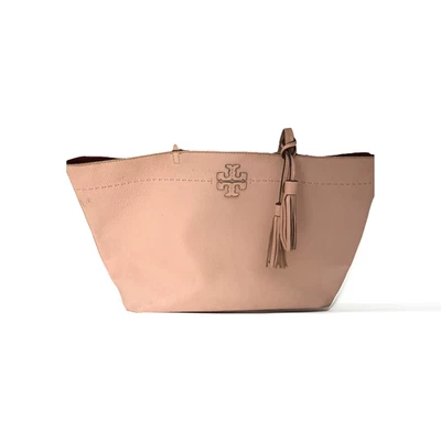 Tory Burch Mcgraw Tassel Tote Bag Purse Inner Pocket Pink Pebble  Leather $428 - Image 1 of 4