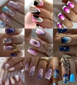 false nails 24PCS french manicure short square long press on tips full cover - Picture 1 of 15