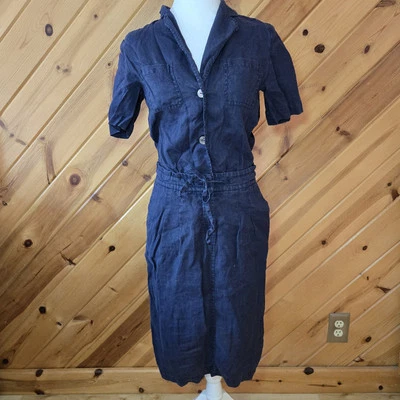 Escada Sport women Linen Shirt Midi Dress Safari Pckets Blue 34 (S) - Image 1 of 4