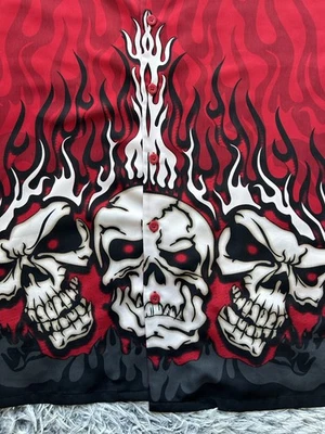Harbor Bay Shirt Mens 4XL Red Black Flames Skull Y2K Skater Gothic Biker Vintage - Image 1 of 4