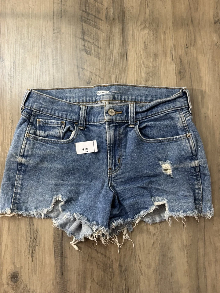 Женские джинсовые шорты Old Navy Boyfriend размер 4 синие повседневные 99% хлопок - Изображение 1 из 4