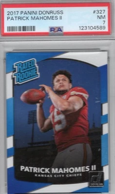 Panini Donruss Rated Rookie Patrick Mahomes II 2017 #327 (RC) PSA 7 casi nuevo KC Chiefs Foto 1 de 2