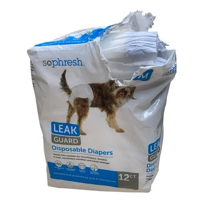 Pañales desechables Sophresh M para perros 15-35 libras paquete de 10 paquetes abiertos Foto 1 de 3