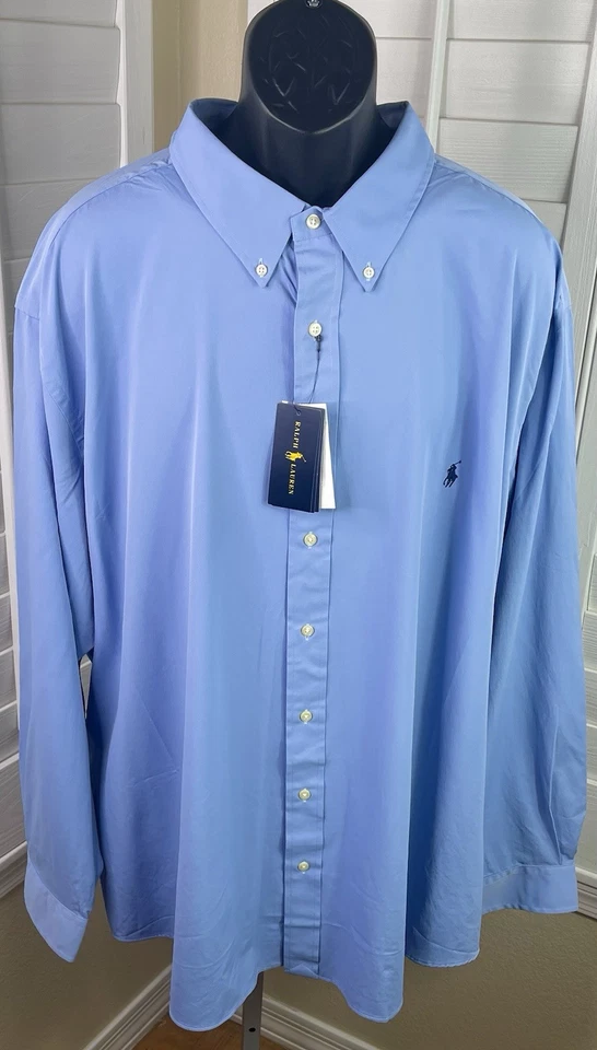 Polo Ralph Lauren Classics Blue Button Down LS Shirt - Men’s Big & Tall Size 4XB - Image 1 of 4