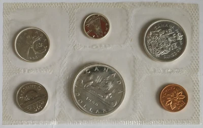 1966 Royal Canadian 6 moedas conjunto perfeito não circulado lacrado 80% prata - Imagem 1 de 4