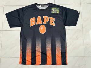 A Bathing Ape Bape Soccer Team Jersey Men L Black Orange New Authentic  - Picture 1 of 2