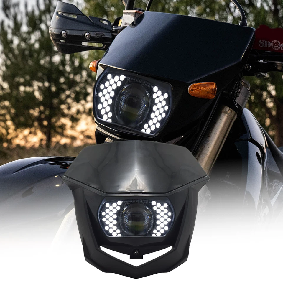 适用于 SUZUKI DRZ400 E/S/SM DR200S DR650SE DRZ400SM DRZ400S 面罩 DRL LED 车头灯 — 第 1/4 张图片