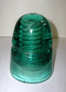 Glass Insulator Green Teal Blue Aqua Marked "B" Antique Vintage 4" Tall - Picture 1 of 4