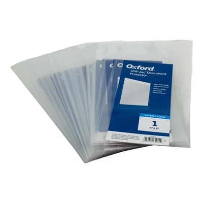 50 Count Oxford Utili-Jac Heavy Duty Document Protector 4 x 9 Clear - Image 1 of 4