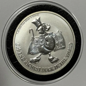 Scrooge McDuck Richest Duck Rare Coin 1 Troy Oz .999 Fine Silver Rare Round 999 - Picture 1 of 12