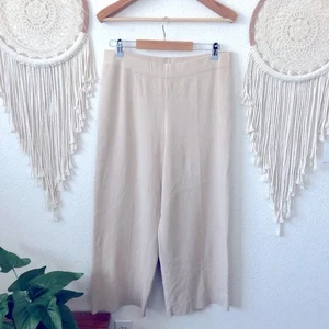 BCBG maxazria creme Rippstrick Pull On Wide Leg Hose XL oatmeal NEU - Bild 1 von 5