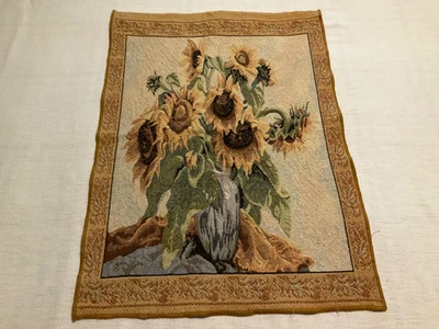 Tapiz colgante de pared vintage girasoles diseño artístico varilla dorada amarillo 17 x 23,5 Foto 1 de 4